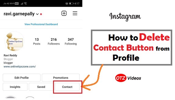 How to delete Contact Button from Instagram