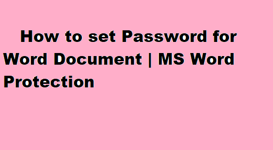 How to set Password for Word Document 